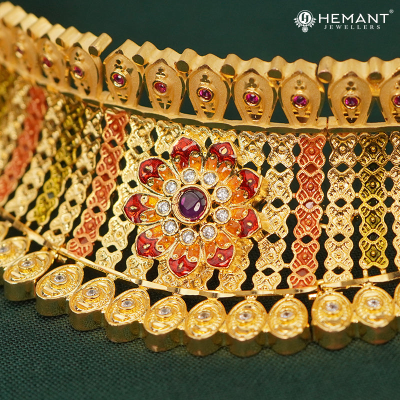 Exquisite Kolhapuri Choker Necklace Set | Traditional Jewellery with Meenakari Work