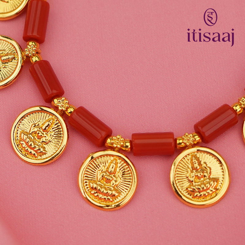 Traditional Maharashtrian Kolhapuri Micro Gold Plated 15 Coin Putali Har