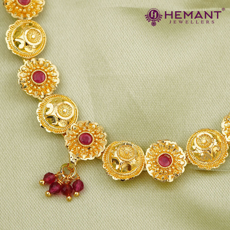 Traditional Gold Plated Necklace Set with Earrings (2)