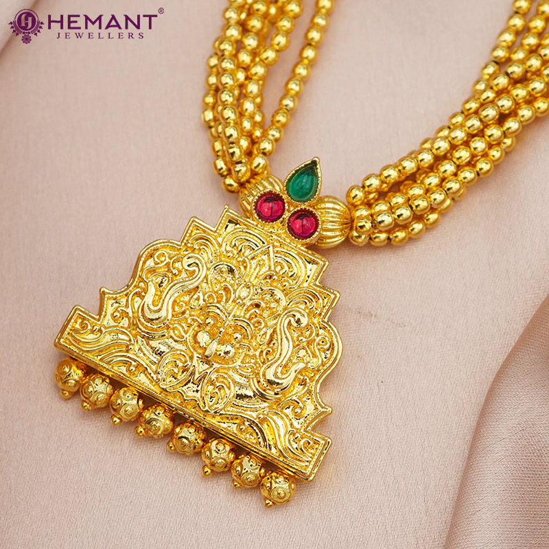 Kolhapuri Jondhale Pot KirthiMukh Pendant Thushi | जोंधळे पोत ठुसी (with earrings)