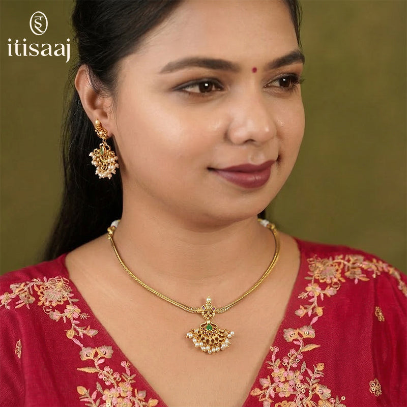 Antique Necklace Set with Earrings - 3944