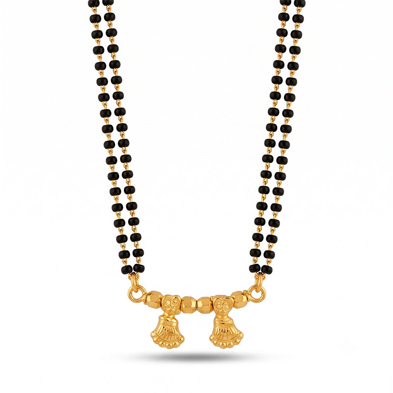 Traditional Micro Gold Plated Double Strand Wati Short Mangalsutra - 395