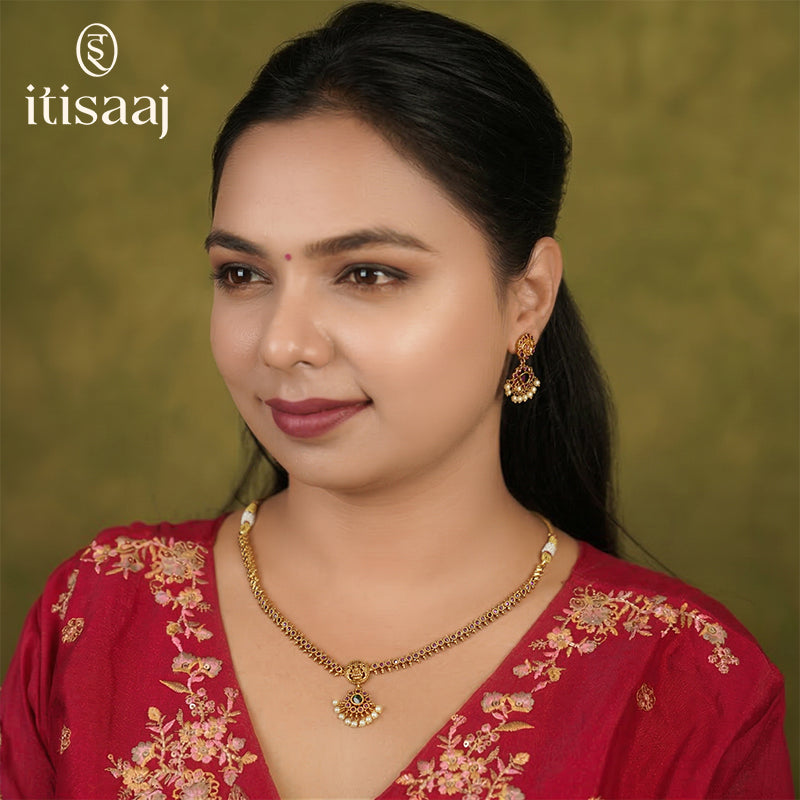 Antique Necklace Set with Earrings - 3950