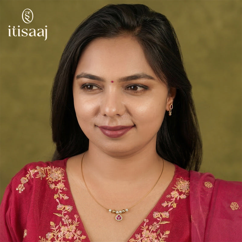 Trending Invisible Necklace with teardrop-shaped pendant - 3996-4341