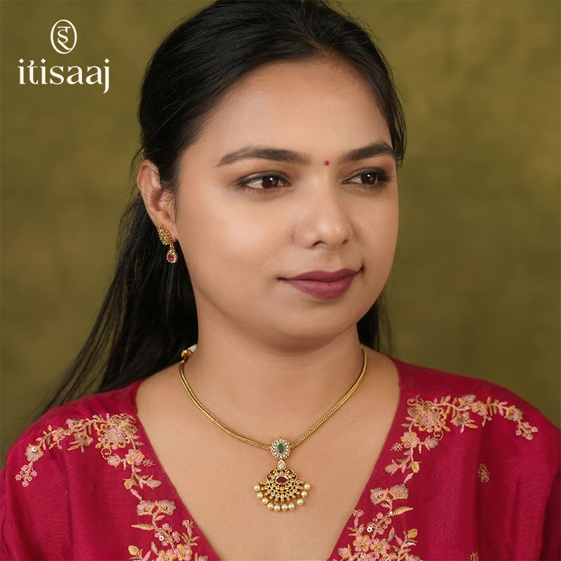 Antique Necklace Set with Earrings - 4029