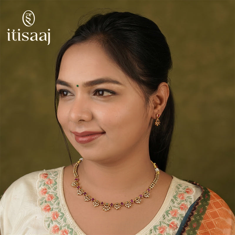 Antique Necklace Set with Earrings - 4081