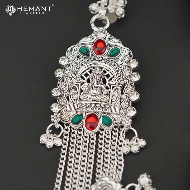 Traditional Oxidized Silver-Tone Ganpati Mekhala Waist Ornament – 4186
