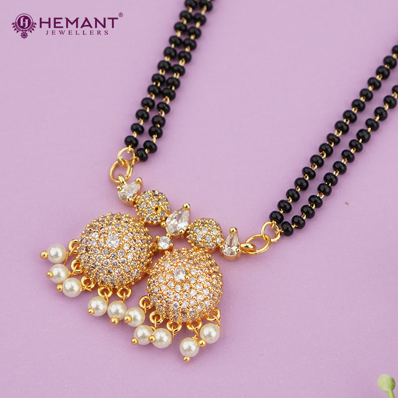 Gold-Plated Beaded Mangalsutra with Matching Earrings 4227