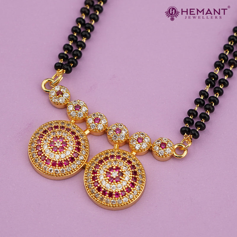 Gold-Plated Beaded Mangalsutra with Matching Earrings 4229