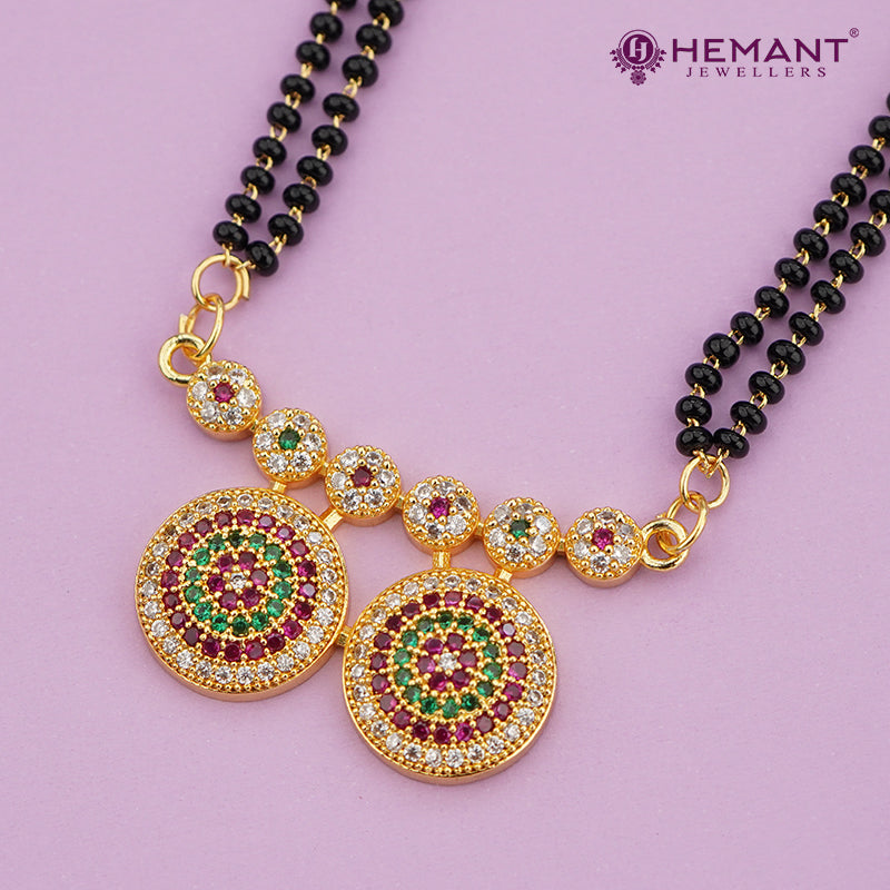 Gold-Plated Beaded Mangalsutra with Matching Earrings