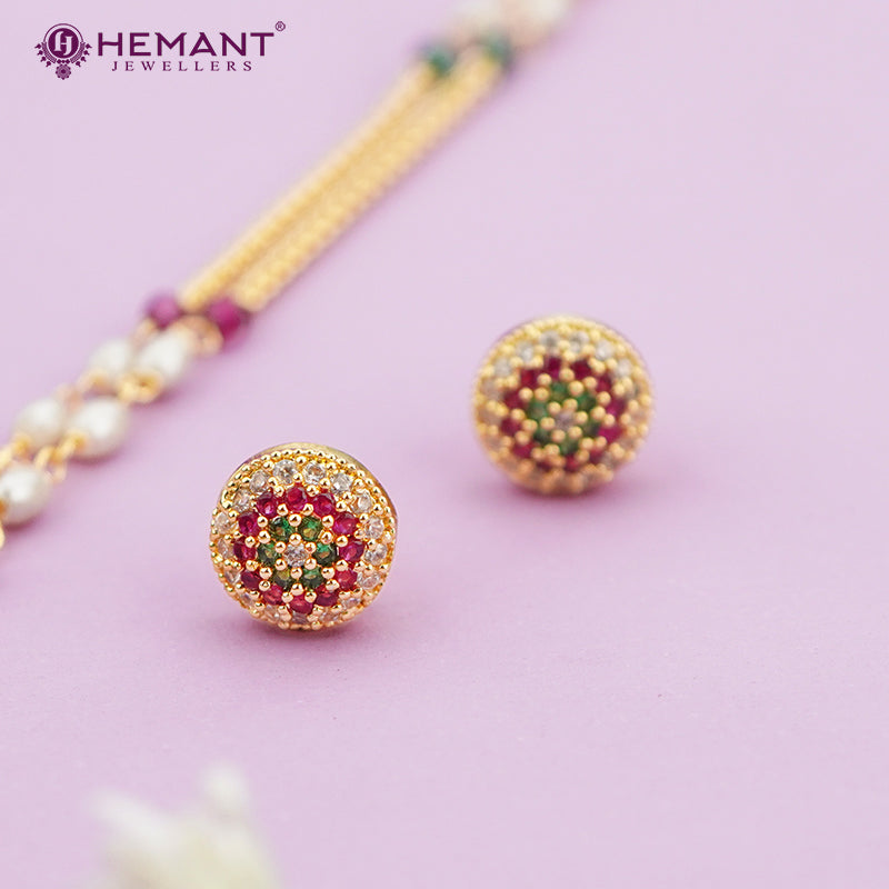 Gold-Plated Beaded Mangalsutra with Matching Earrings