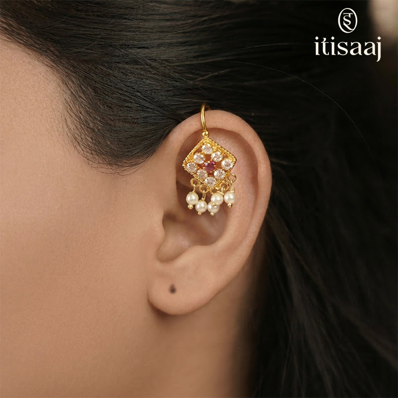 Traditional Maharashtrian Kolhapuri Micro Gold Plated Bugadi O - 4251