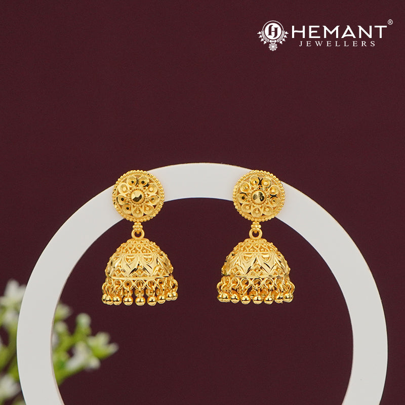Forming Gold Traditional Jhumka Earrings – 4318
