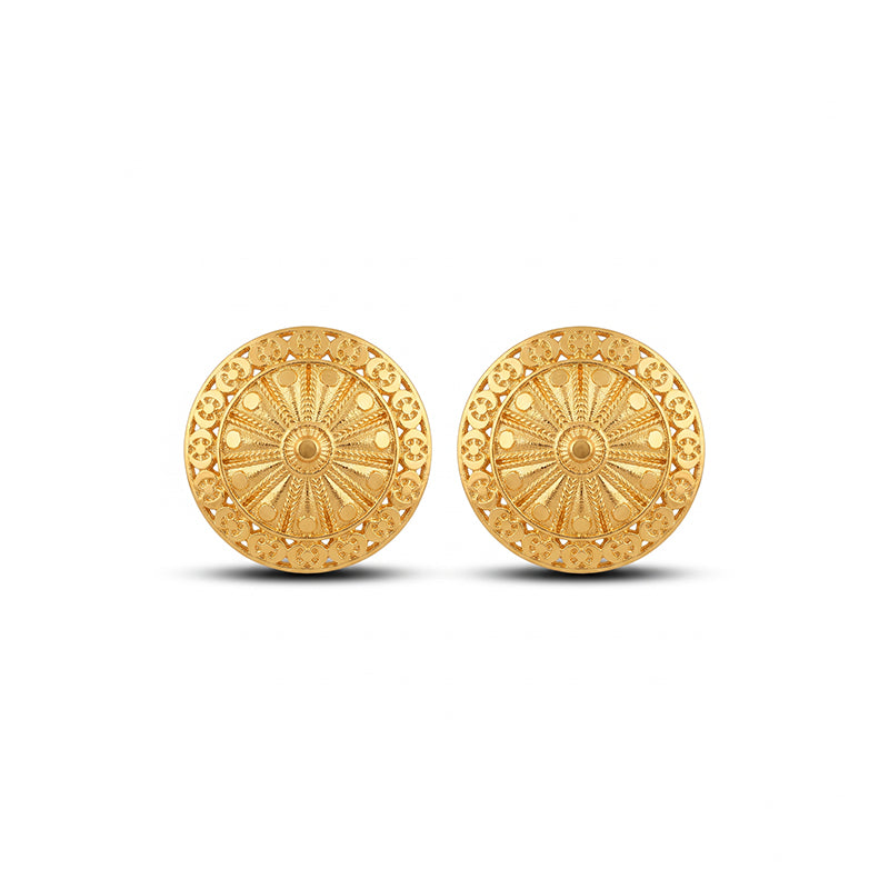 Intricate Filigree Design Gold Plated Stud Earrings - 4329