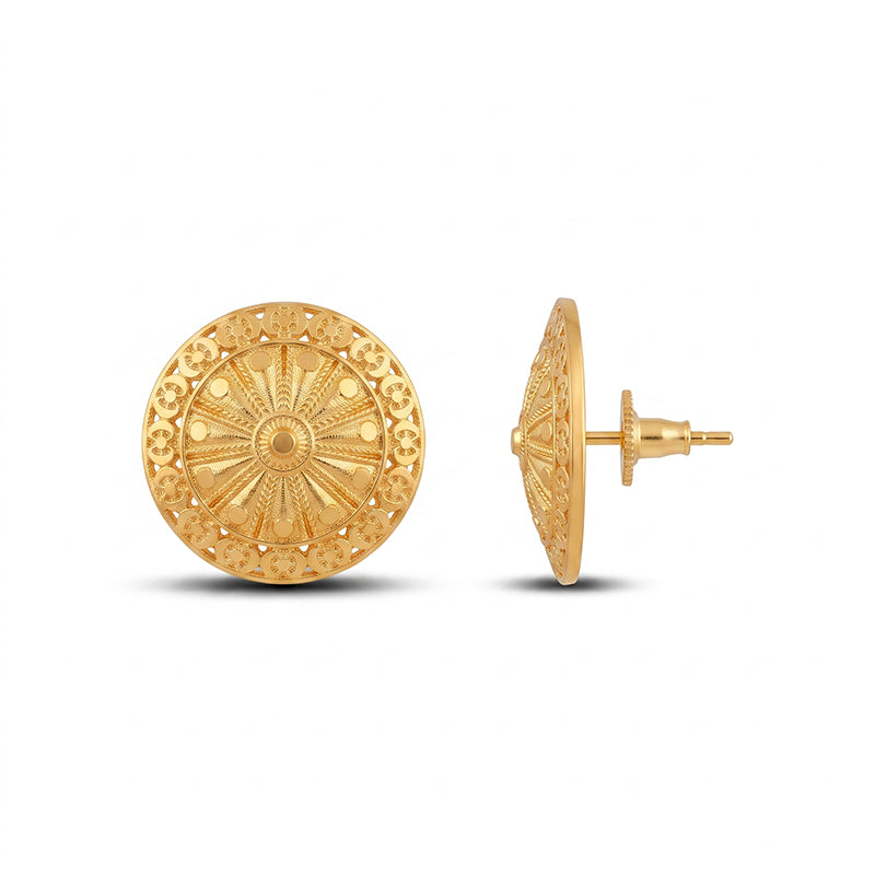 Intricate Filigree Design Gold Plated Stud Earrings - 4329