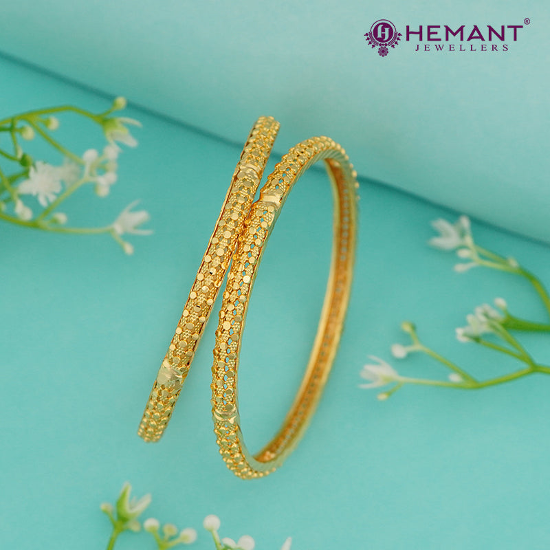 Micro Gold Plated Bangles with Delicate Texture– 4395-97