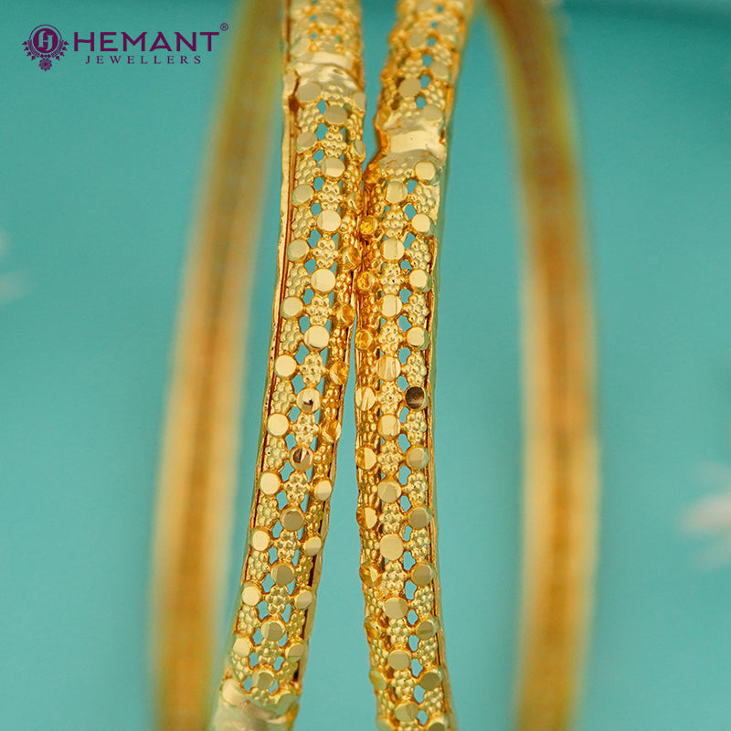 Micro Gold Plated Bangles with Delicate Texture– 4395-97