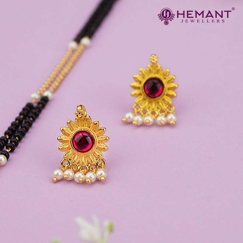 Maharashtrian Short Wati Mangalsutra Set with Earrings 4416