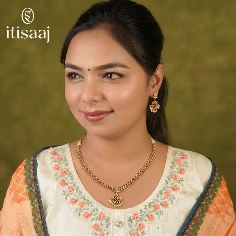 Antique Necklace Set with Earrings - 4550