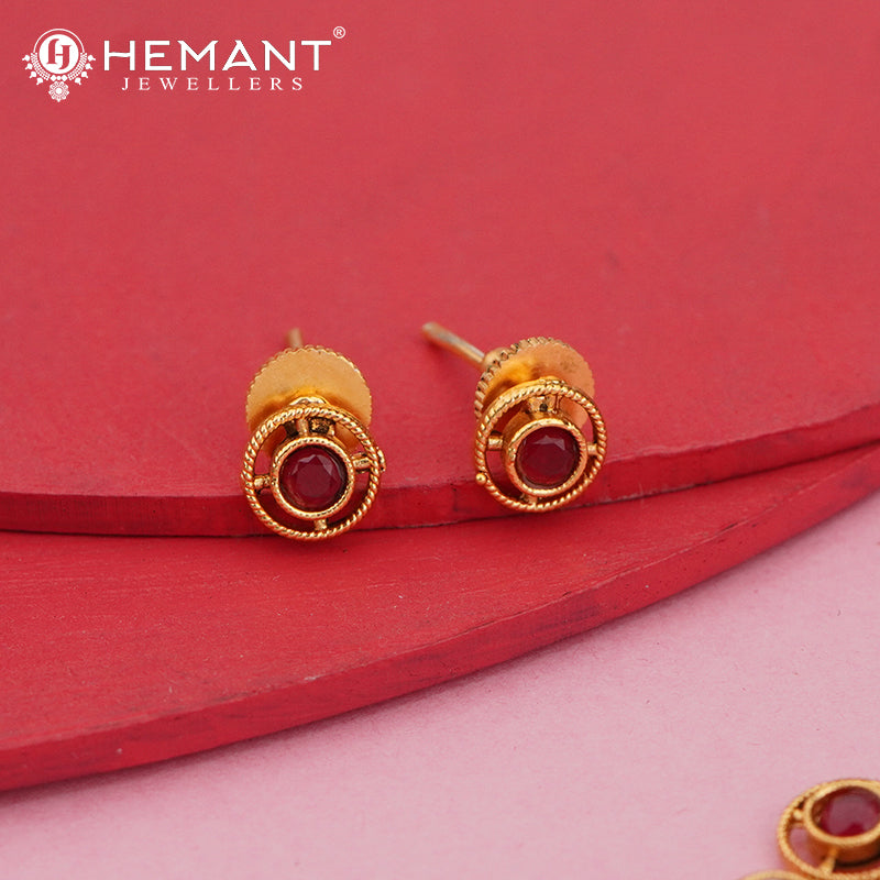 Gold Plated Circular Charm Necklace Set with Stone Accents 4568-72