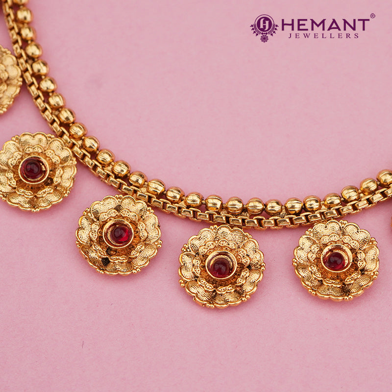 Gold-Finish Floral Coin Necklace Set with Earrings 4581-84