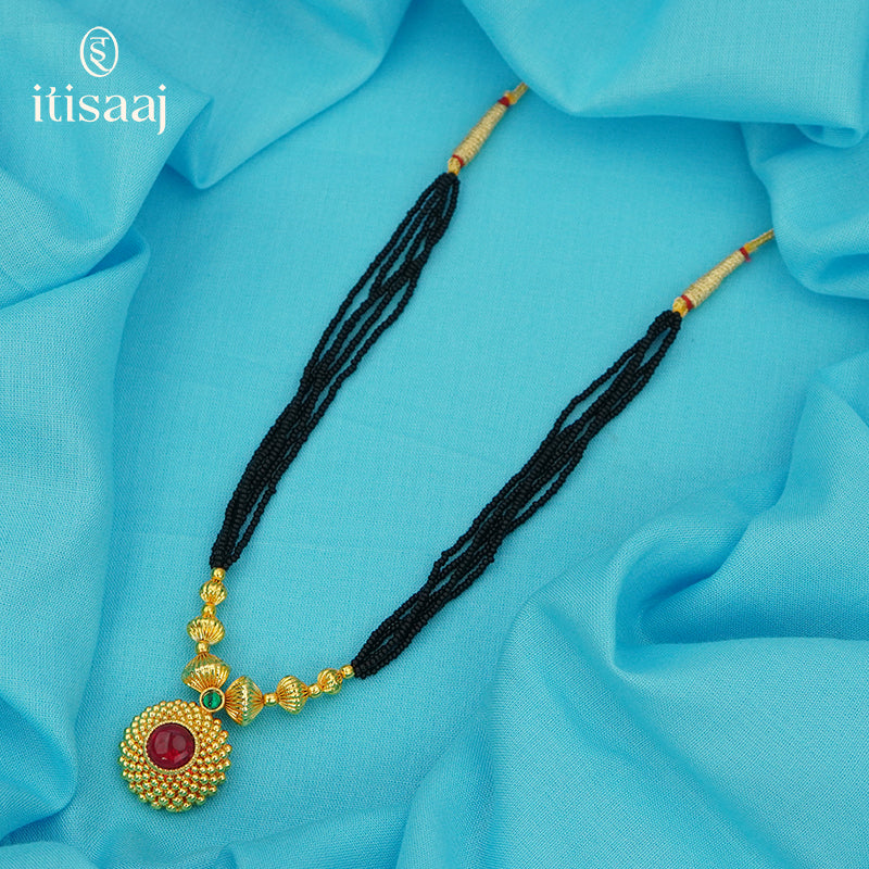 Traditional Maharashtrian Kolhapuri Mangalsutra Utar G Saj Rava 5 Line - 4599