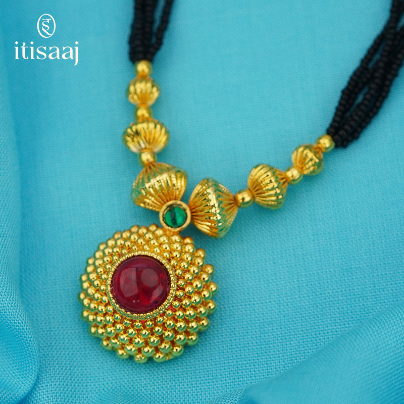Traditional Maharashtrian Kolhapuri Mangalsutra Utar G Saj Rava 5 Line - 4599