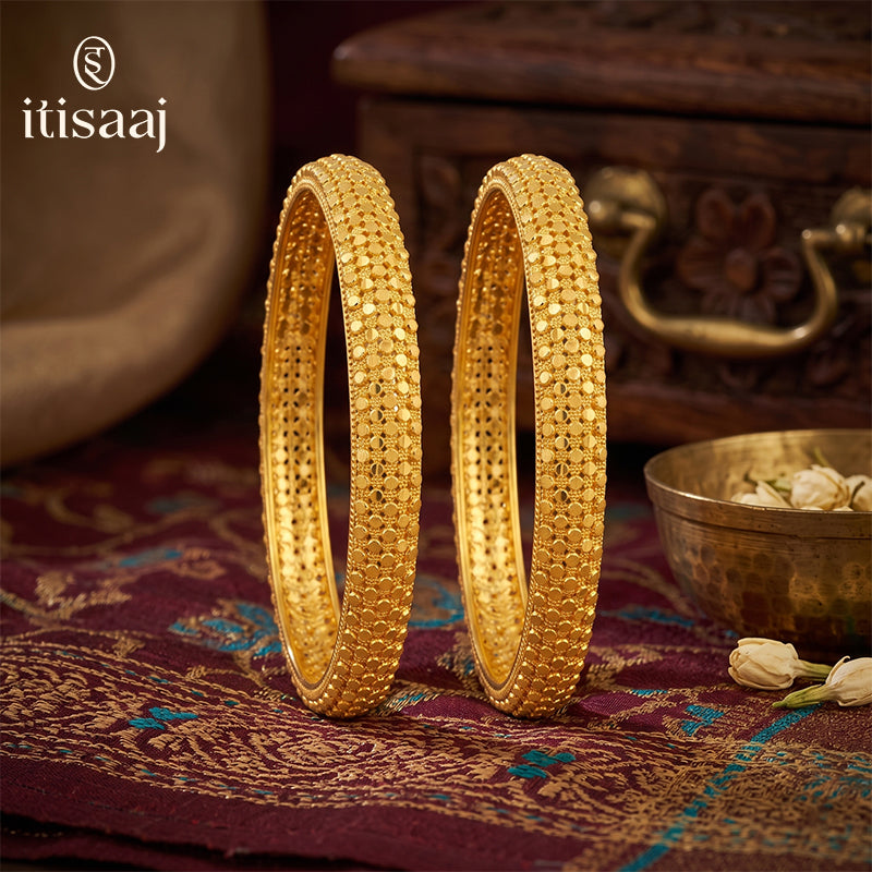 Gold Plated Bangles with Delicate Texture – 4569-4609