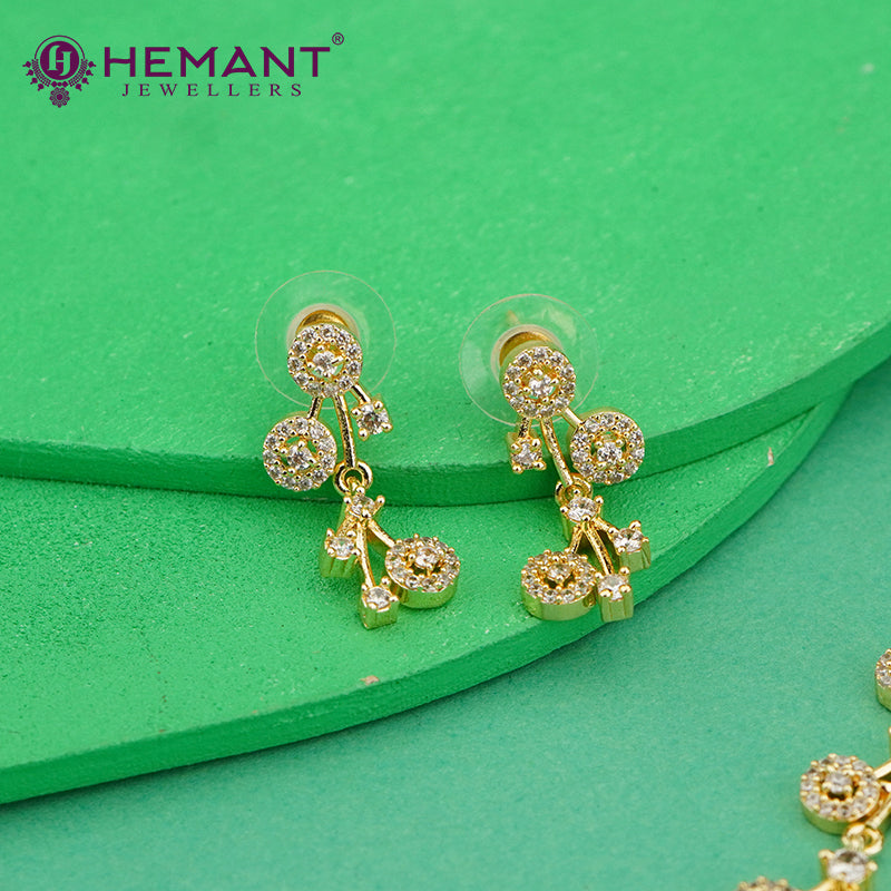 Designer CZ Necklace Set with Circular Motifs – 4614