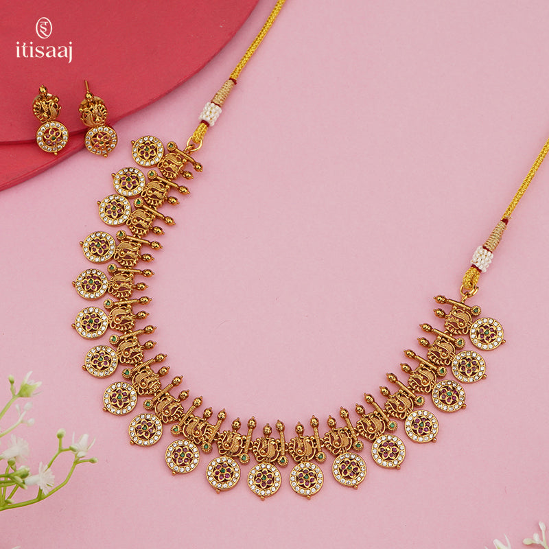 Antique Peacock Motif Necklace Set 4658