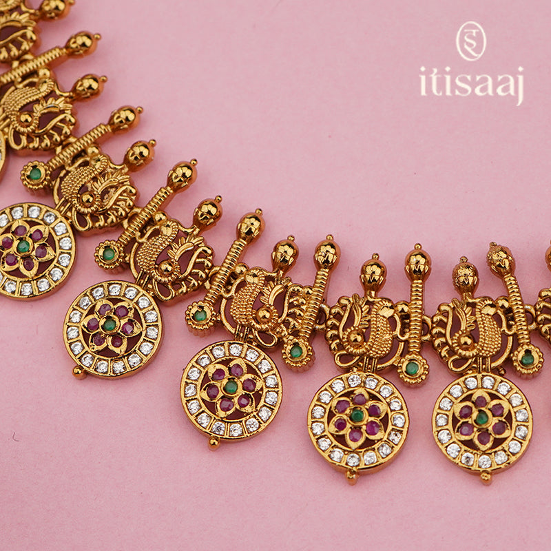 Antique Peacock Motif Necklace Set 4658