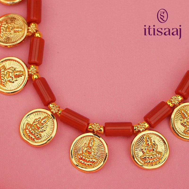 Traditional Maharashtrian Kolhapuri Micro Gold Plated 31 Coin Putali Har