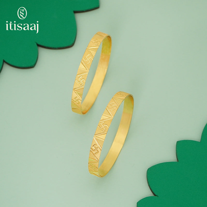 Traditional 24k Gold Plated Swastik Pailu Patli Bangle | स्वस्तिक पैलू पाटली