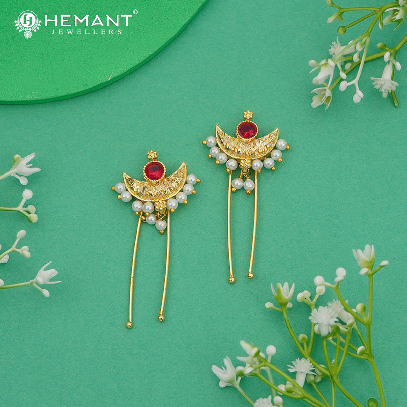 Traditional Maharashtrian Kolhapuri Micro Gold Plated Hair Pin (Ambada Pin) - 4775