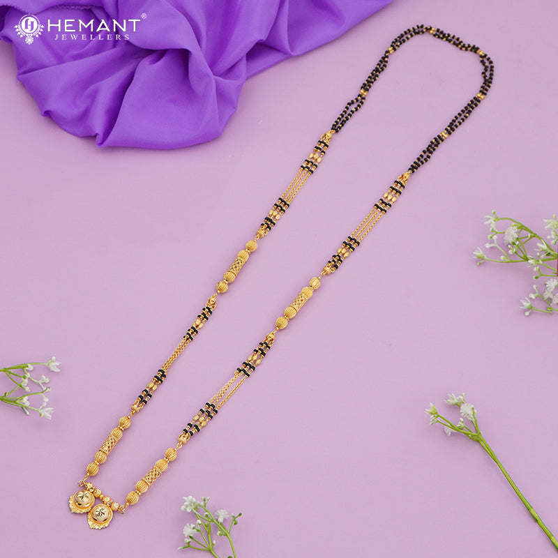 Maharashtrian Classic Multi Strands Black Beads Mangalsutra with Dual Vati Pendant 4807