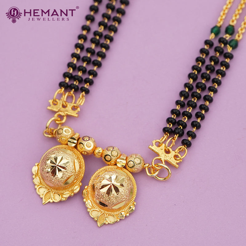 Maharashtrian Classic Multi Strands Black Beads Mangalsutra with Dual Vati Pendant 4809