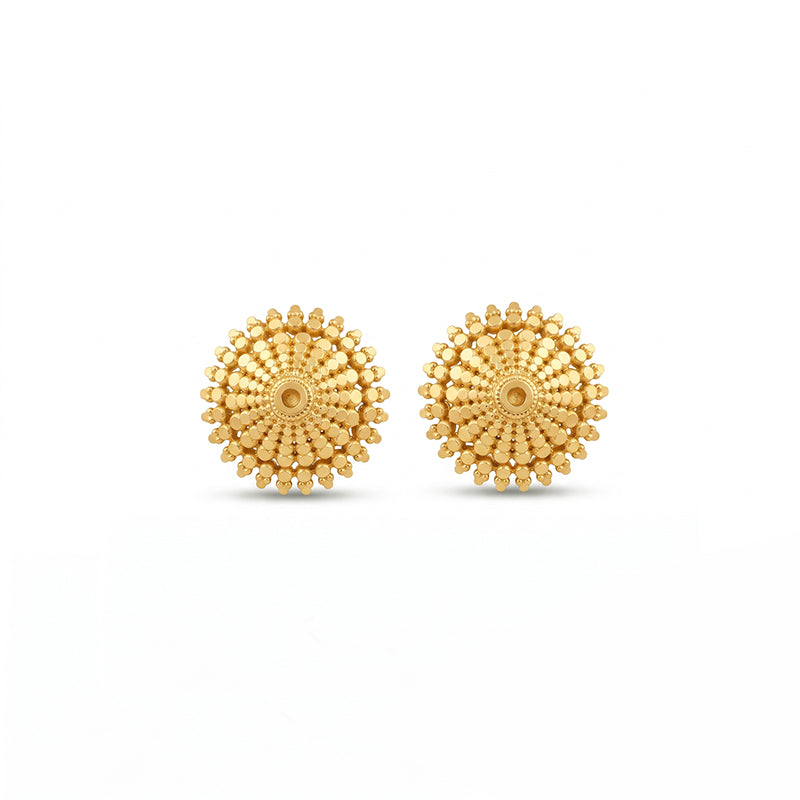 Micro Gold Plated Circular Floral Filigree Stud Earrings - 4810