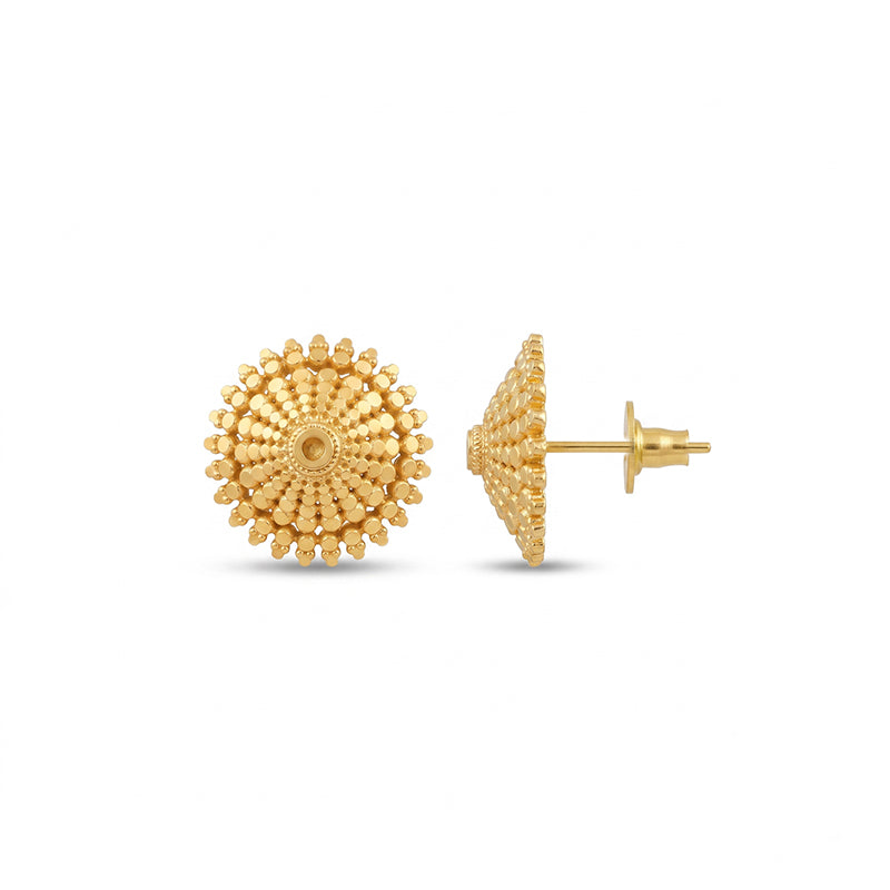 Micro Gold Plated Circular Floral Filigree Stud Earrings - 4810