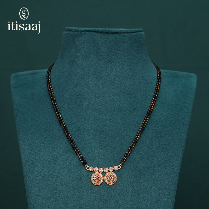 Rose Gold Stone Studded Short Mangalsutra - 4850