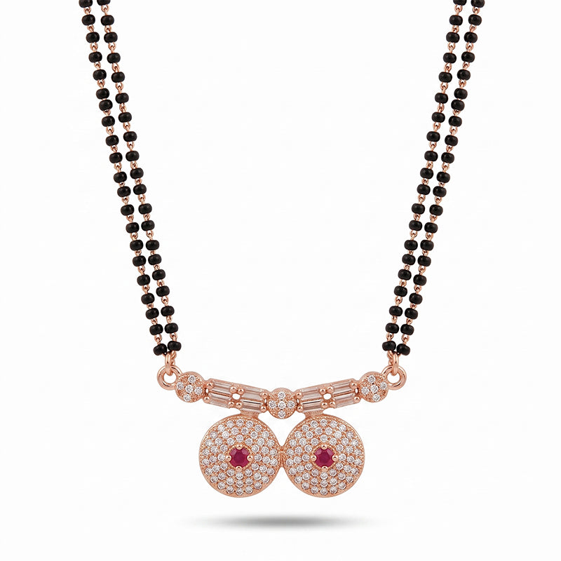 Rose Gold Stone Studded Short Mangalsutra - 4851