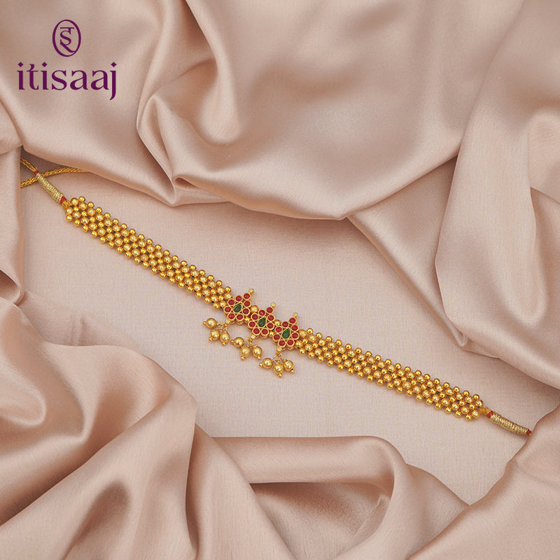 Traditional Maharashtrian Kolhapuri Thushi Patta Chex 3 Panadi - 4981