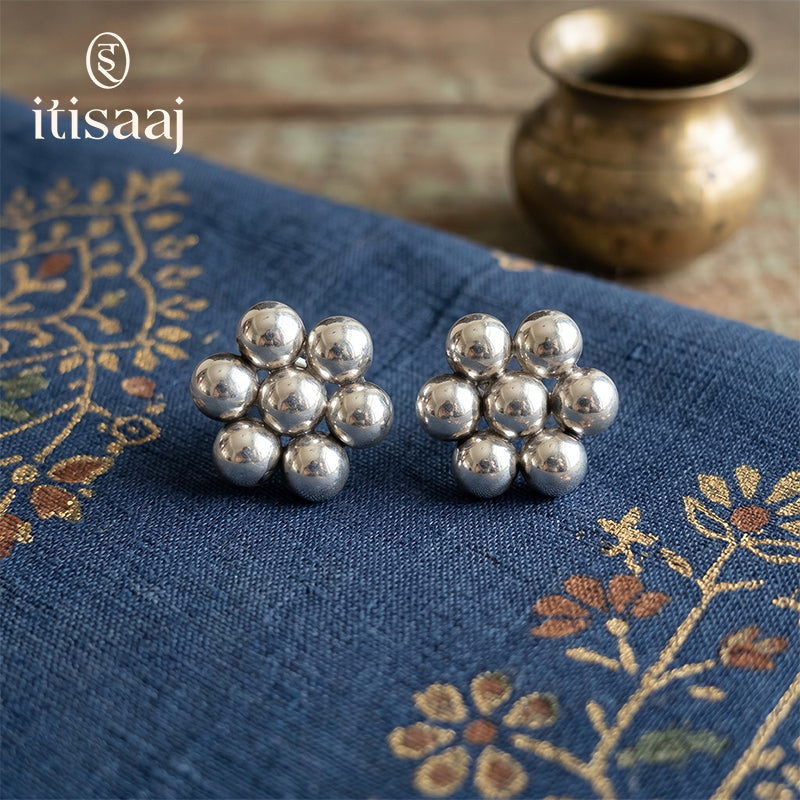 Traditional Maharashtrian Kolhapuri Tops 7 Mani Plain 6 MM Silver (Oxidized) - 5046