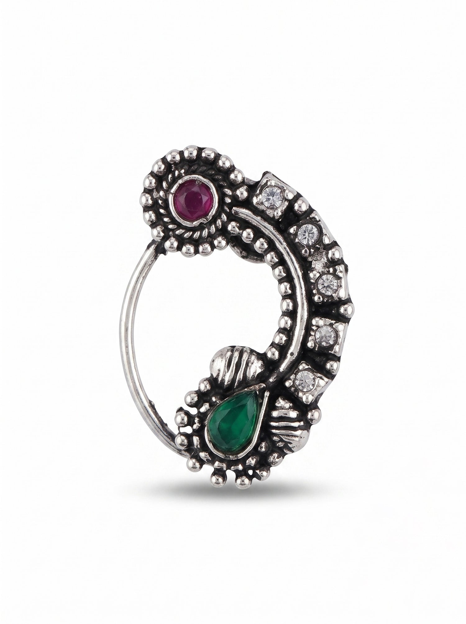 Traditional Oxidized Silver Plated Nath/Nose Pin (Pressing) 513