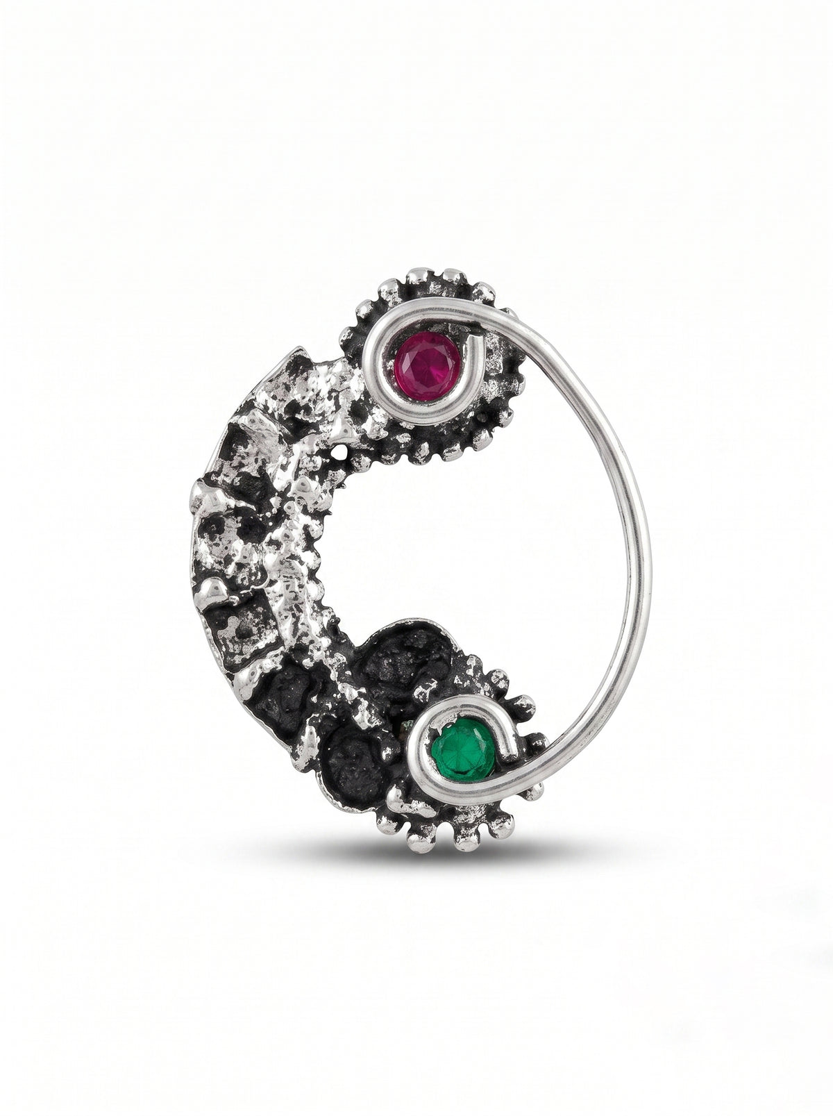 Traditional Oxidized Silver Plated Nath/Nose Pin (Pressing) 513
