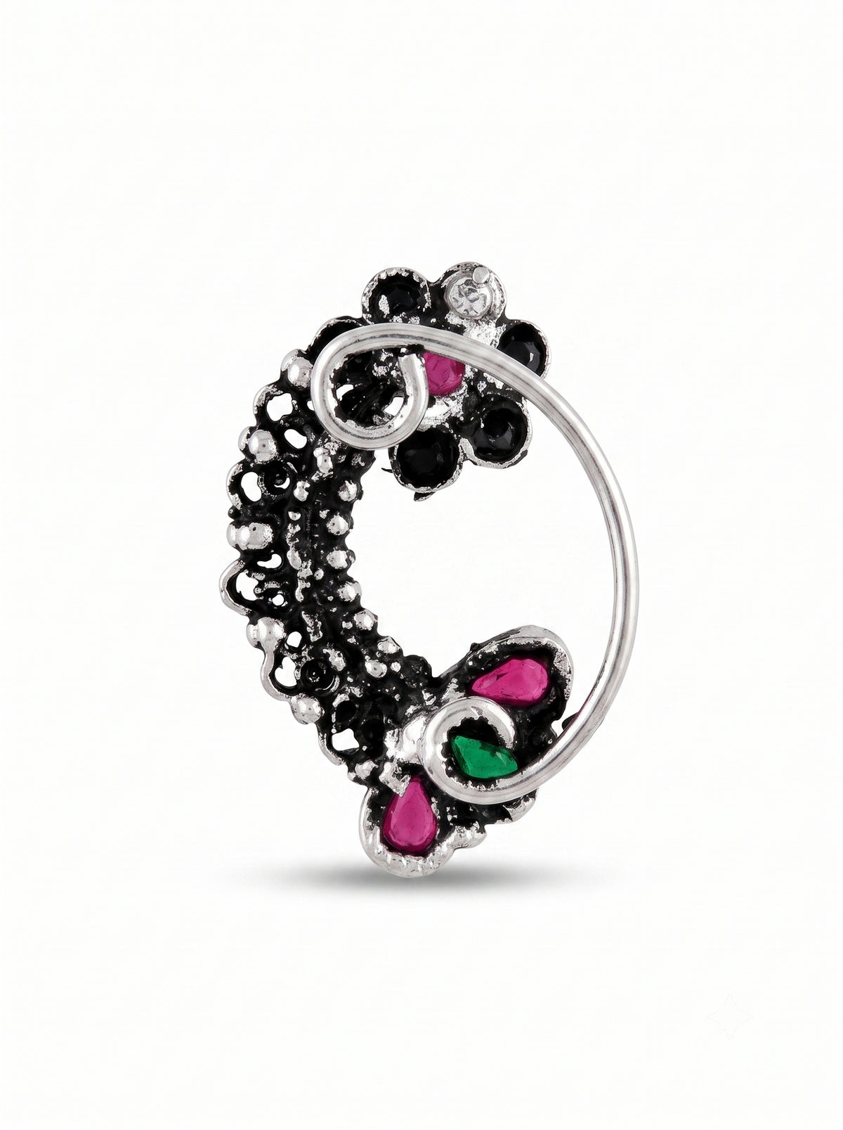 Traditional Oxidized Silver Plated Nath/Nose Pin (Pressing) 515