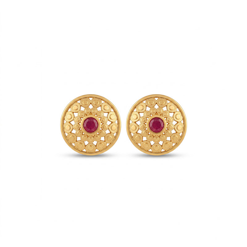 Intricate Filigree Design Gold Plated Stud Earrings - 5178