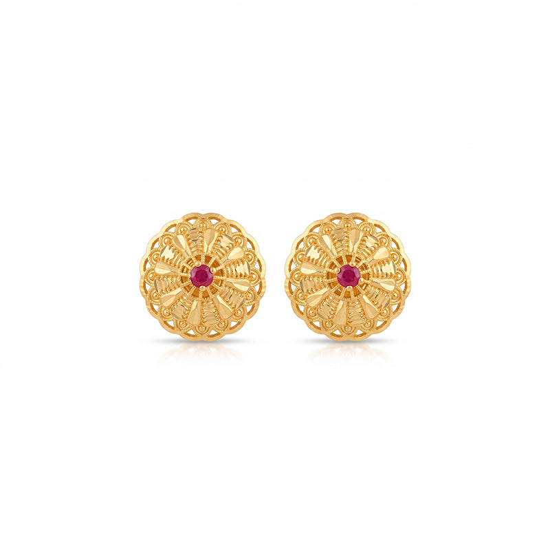 Intricate Filigree Design Gold Plated Stud Earrings - 5180
