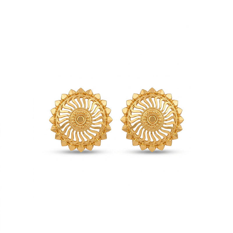 Intricate Filigree Design Gold Plated Stud Earrings - 5181