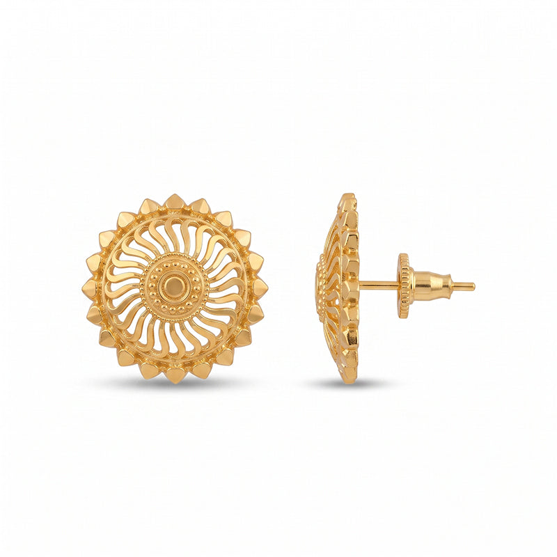 Intricate Filigree Design Gold Plated Stud Earrings - 5181