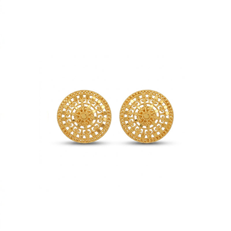 Intricate Filigree Design Gold Plated Stud Earrings - 5182